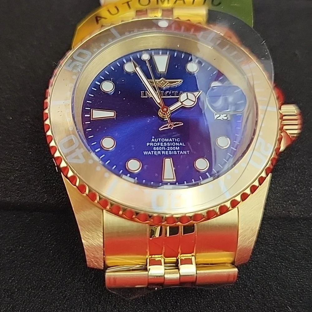 NEW Invicta Pro Diver Navigator Automatic Men's Watch 42mm Gold Blue Dial 30097
